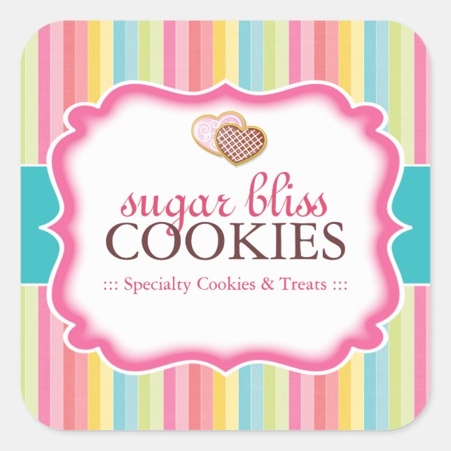 Cookie and Dessert - Verpackungs-Aufkleber Quadratischer Aufkleber (Vorderseite)