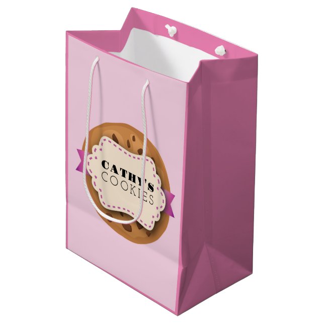 COOKIE BAKERY SALE PERSONALIZE Backgeschenk Party Mittlere Geschenktüte (Vorderseite Schrägansicht)
