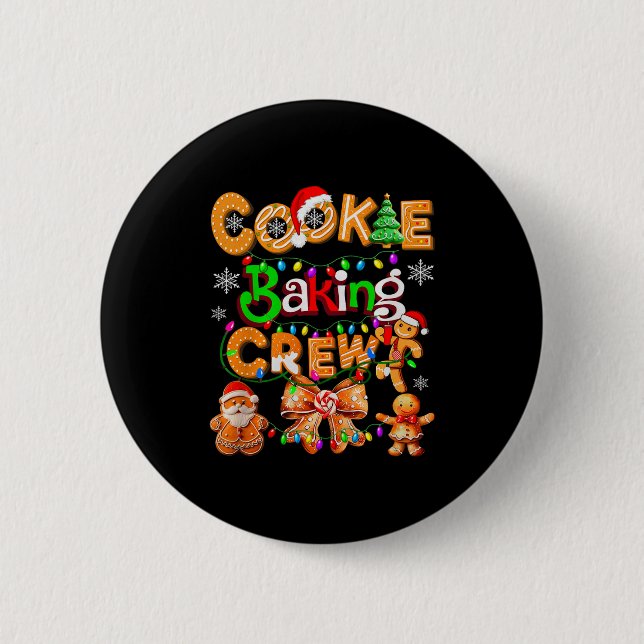 Cookie Baking Crew Cooking Coquette Bow Xmas Ginge Button (Vorderseite)