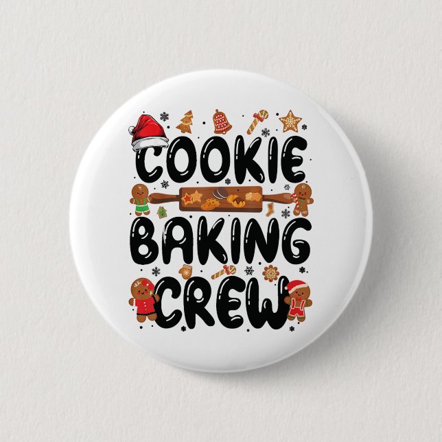 Cookie Baking Crew Family Christmas Gingerbread Te Button (Vorderseite)