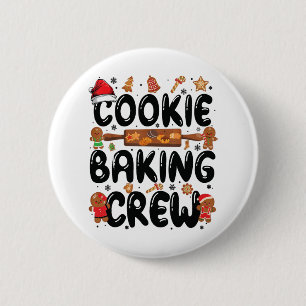 Cookie Baking Crew Family Christmas Gingerbread Te Button