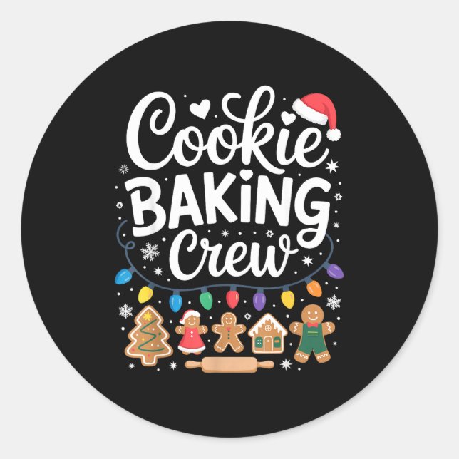 Cookie Baking Crew Holiday Squad Gingerbread Chris Runder Aufkleber (Vorderseite)