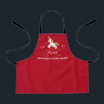 Cookie Baking Einhorn Weihnachtskids Schürze<br><div class="desc">Die ideale Schürze für alle Ihre Feiertage Weihnachten Backen! Niedlich festliche Einhorn und Sterne. Mit Monogramm mit Kindernamen. Spaß Typografie sagt "Oma's Cookie Helper". Die perfekte Schürze für Ihre ganze Familie!</div>