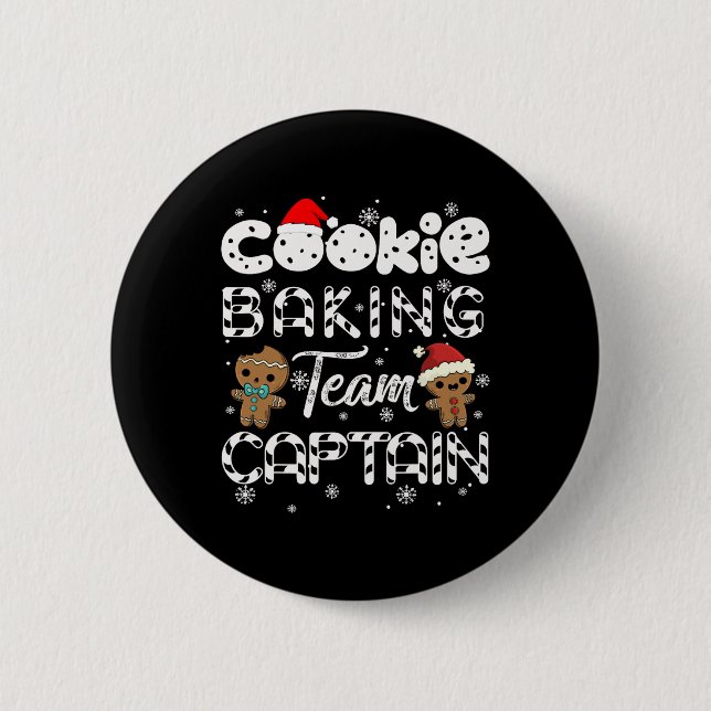 Cookie Baking Team Kapitän Gingerbrett Weihnachten Button (Vorderseite)