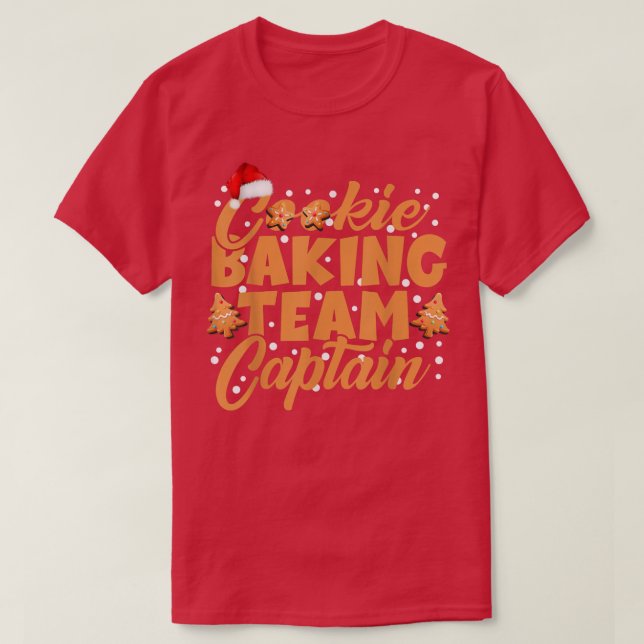 Cookie Baking Team Kapitän Gingerbrett Weihnachten T-Shirt (Design vorne)