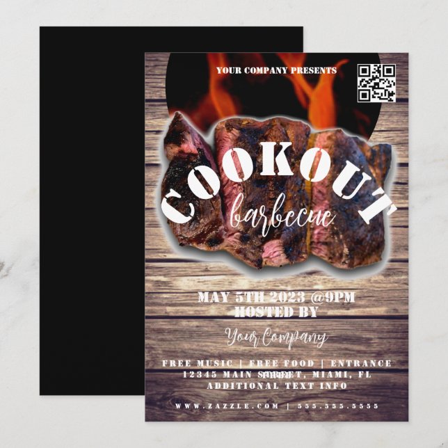Cookie Barbecue Steak Event Company Party Flyer Einladung (Vorne/Hinten)