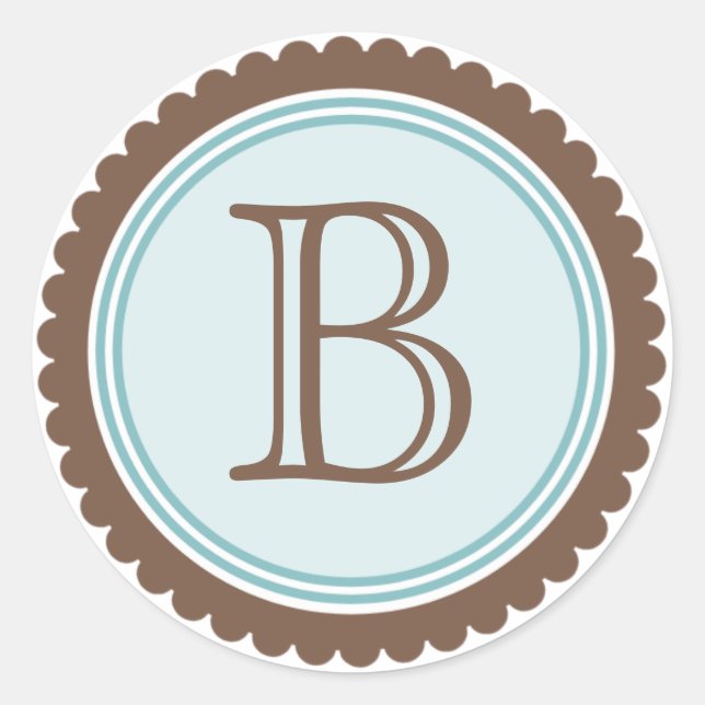 Cookie Cut Chocolate Aqua Monogram Initial Sticker (Vorderseite)