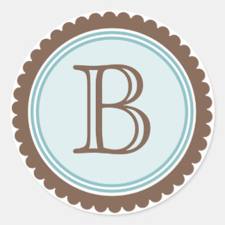 Cookie Cut Chocolate Aqua Monogram Initial Sticker