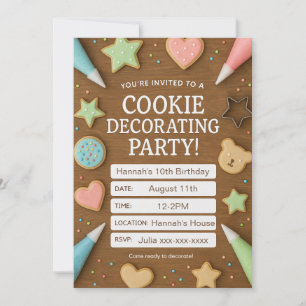 Cookie Décoration Bois Invitation Anniversaire