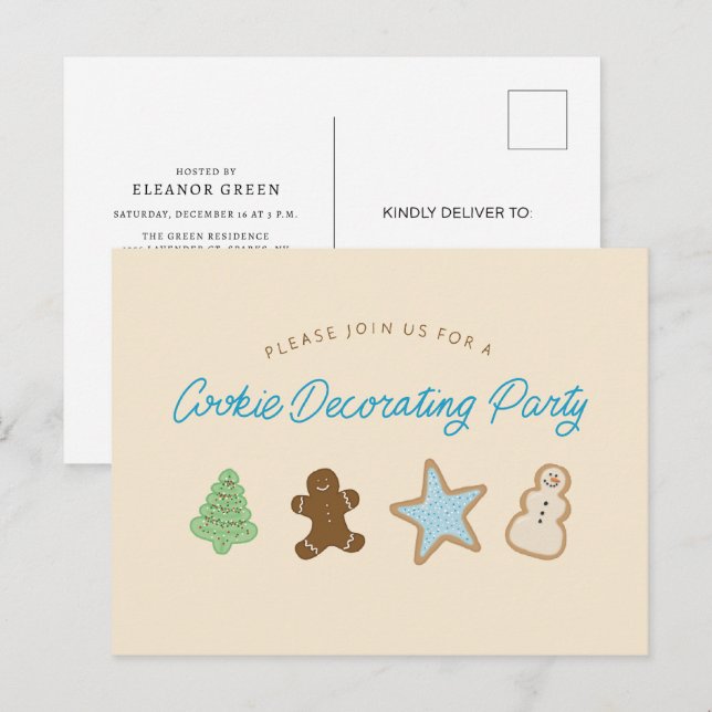 Cookie Decoration von Party Einladung Postkarte (Vorne/Hinten)