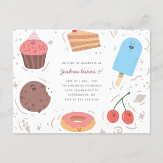 Cookie Donut & Ice Creme Sweet Kids' Birthday Einladungspostkarte