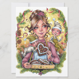 Cookie Elves Weihnachtsfamilie Backen Joy Art Card