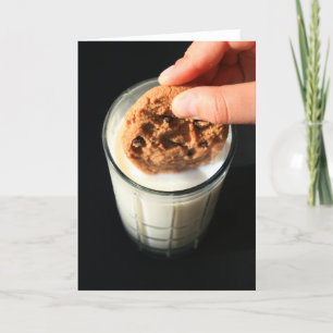 Cookie et un verre de lait Carte de voeux, Carte d