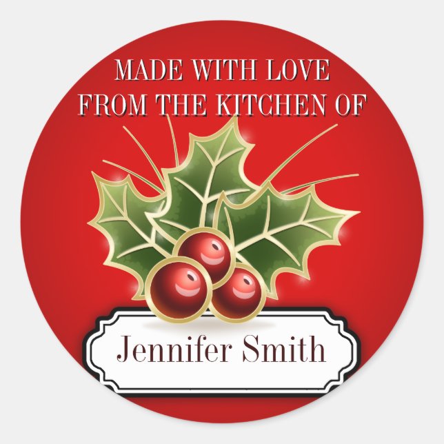 Cookie Exchange Backgeschenketikett mit Holly Berr Runder Aufkleber (Vorderseite)