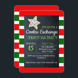 Cookie Exchange Chalkboard Rot und Grüner Streifen Einladung<br><div class="desc">Feiern Sie die Feiertage in süßem Stil mit diesen Cookie Exchange Einladungen.  Jedes Feld ist vollständig anpassbar,  um genau zu sagen,  was Sie gewollt!</div>