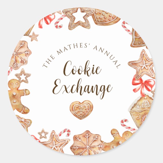 Cookie Exchange-Feier Runder Aufkleber (Vorderseite)
