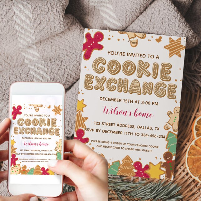 Cookie Exchange Fête de Noël Invitation (Cookie Exchange Holiday Christmas Party Invitation)