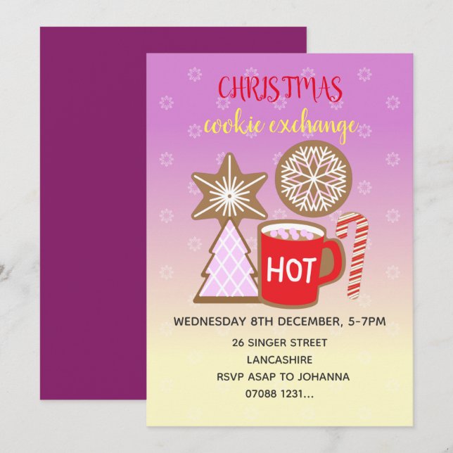 Cookie Exchange Hot Mug Christmas Party Invitation (Devant / Derrière)