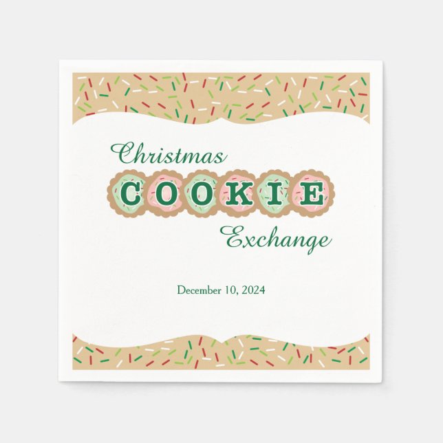 Cookie Exchange Mattierter Holiday Cookies Serviette (Vorderseite)
