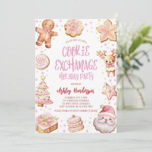 Cookie Exchange Rosa Weihnachtsfeier Einladung
