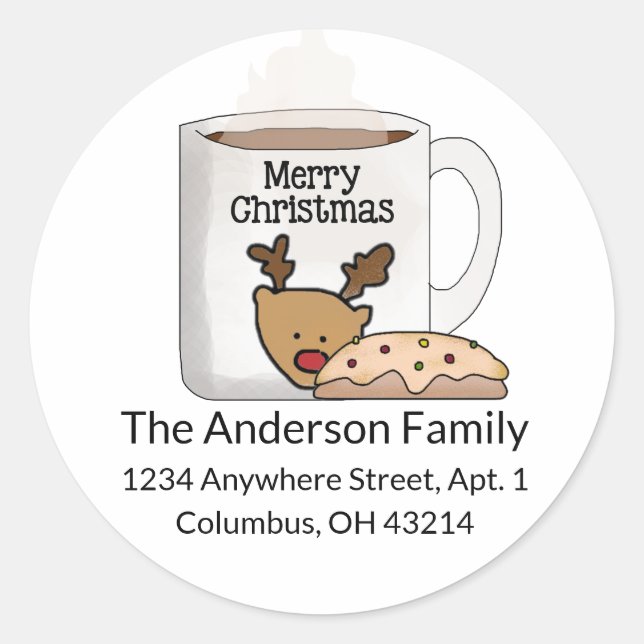 Cookie & Hot Cocoa - Rund-Adressen-Labels für Rein Runder Aufkleber (Vorderseite)
