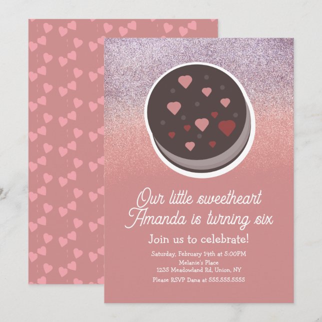 Cookie Imitate Glitzer Valentinstag Geburtstagspar Einladung (Vorne/Hinten)