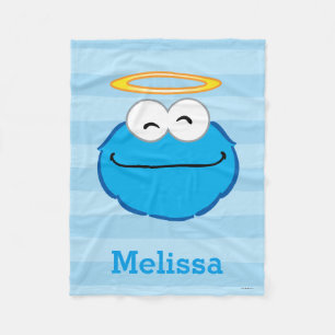 Cookie Lächeln Gesicht mit Halo   Name hinzufügen Fleecedecke