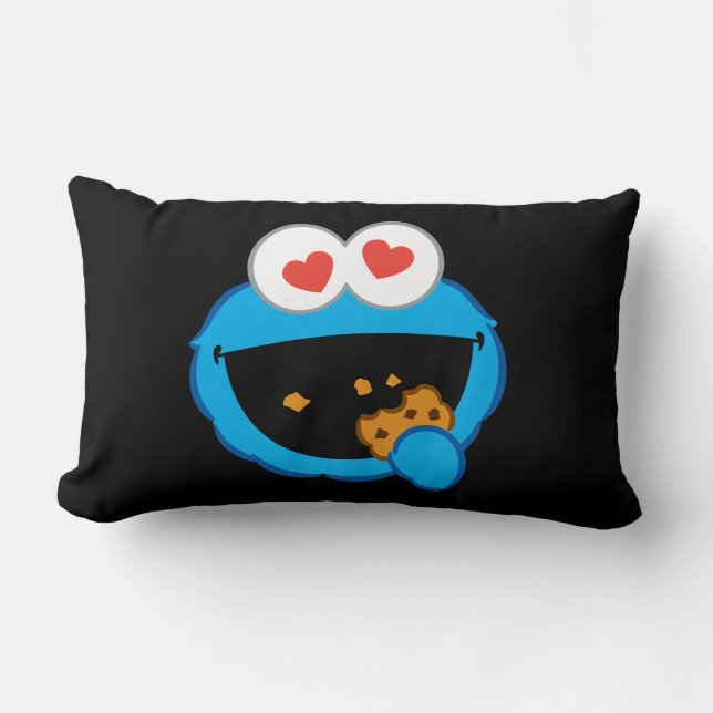 Cookie Lächelndes Gesicht mit herzförmigen Augen Lendenkissen (Vorderseite)
