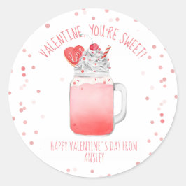 Cookie Milkshake Classroom Valentine Foto Runder Aufkleber