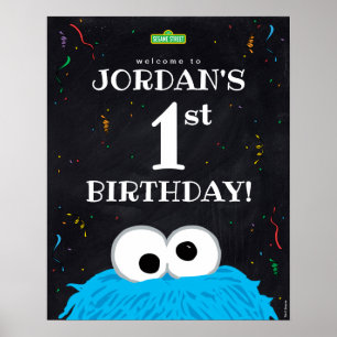 Cookie Monster   1. Geburtstag Willkommen Poster