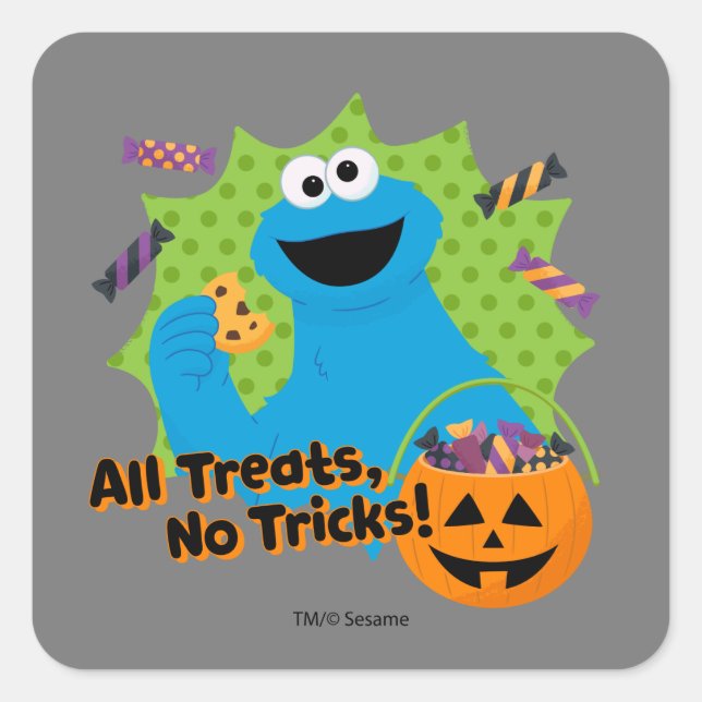 Cookie Monster | Alle Leckereien, keine Tricks! Quadratischer Aufkleber (Vorderseite)