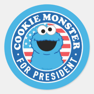 Cookie Monster als Präsident Runder Aufkleber