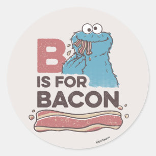 Cookie Monster B steht für Bacon Runder Aufkleber