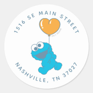 Cookie Monster Baby Showadresse Runder Aufkleber