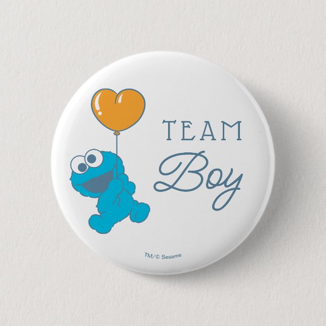 Cookie Monster Baby Shower Team Boy Button (Vorderseite)