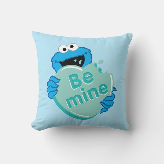 Cookie Monster "Be Mine" Valentine's Heart Candy Kissen (Vorderseite)