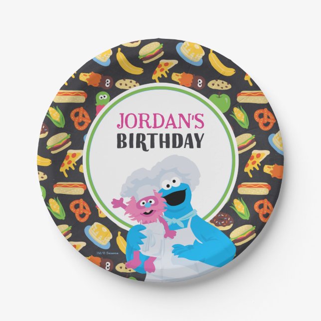 Cookie Monster Chalkboard Feinschmecker Truck Pappteller (Vorderseite)