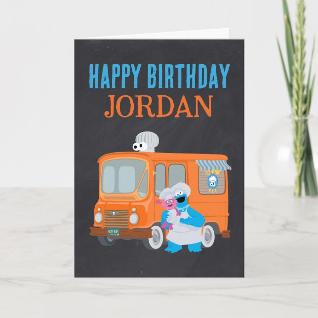 Cookie Monster Chalkboard Food Truck Geburtstag (Vorderseite)
