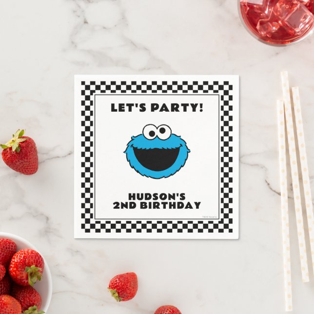 Cookie Monster Checkerboard Birthday Serviette (Beispiel)