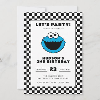 Cookie Monster Checkerboard Geburtstag Einladung