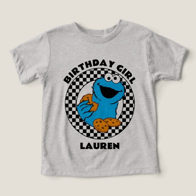 Cookie Monster Checkered Birthday Girl (Design Vorderseite)