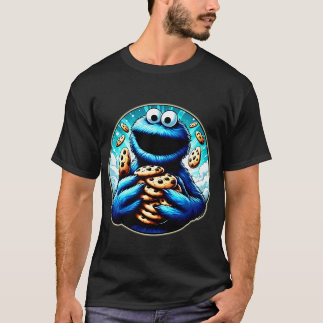 Cookie-Monster, der ein Riesenschokolade-Cookie li T-Shirt (Vorderseite)