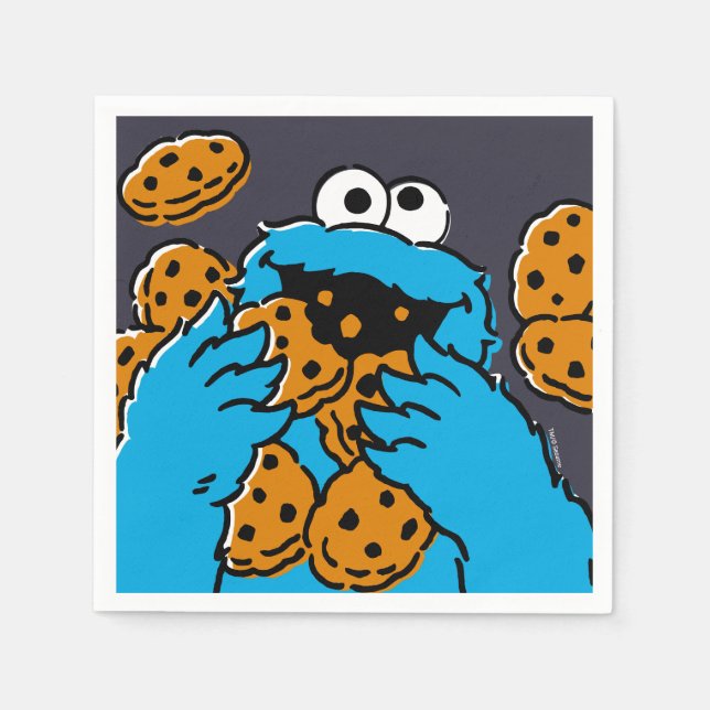 Cookie Monster Eating All the Cookies Serviette (Vorderseite)