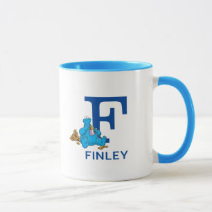 Cookie Monster Eating Cookies Name & Monogramm F Tasse