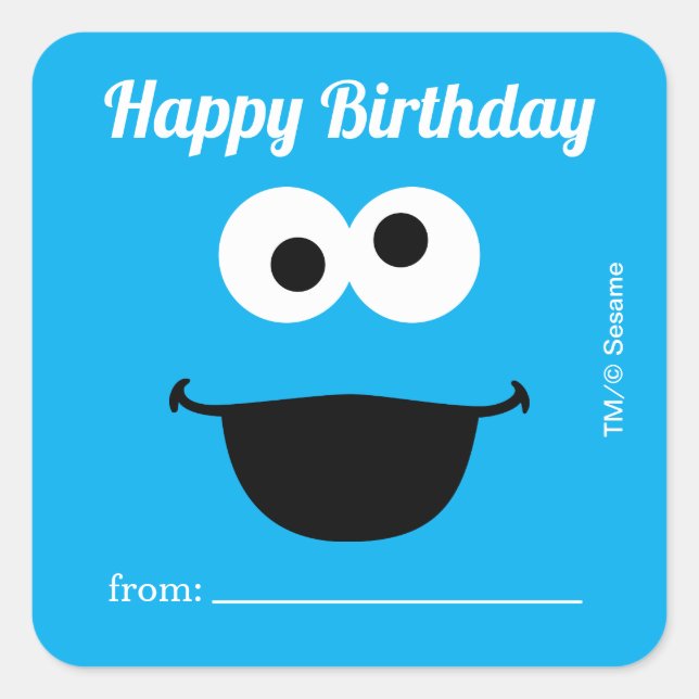 Cookie Monster | Ein Geschenk von - Geburtstag Quadratischer Aufkleber (Vorderseite)