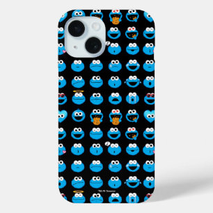 Cookie Monster Emoji Pattern iPhone 15 Hülle