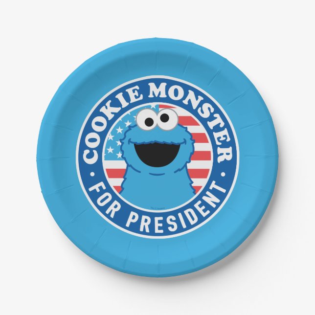 Cookie Monster für den Präsidenten Pappteller (Vorderseite)