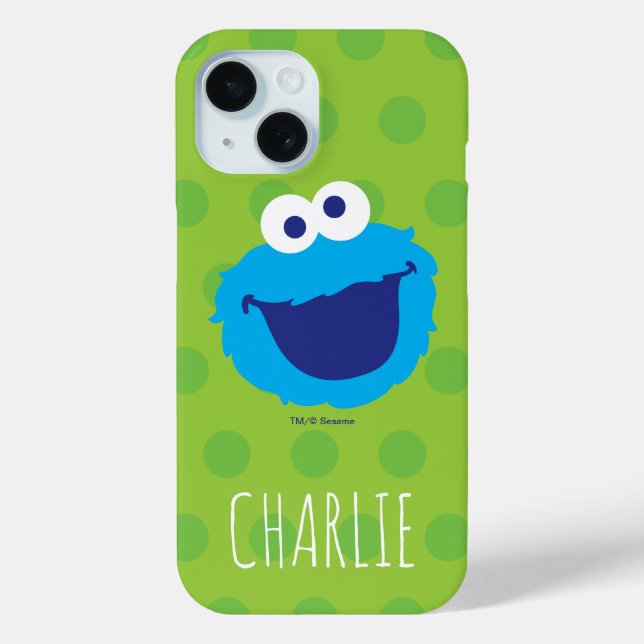 Cookie Monster-Gesicht | Name hinzufügen iPhone 15 Hülle (Rückseite)