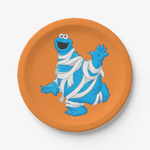 Cookie Monster Halloween Mummy Pappteller