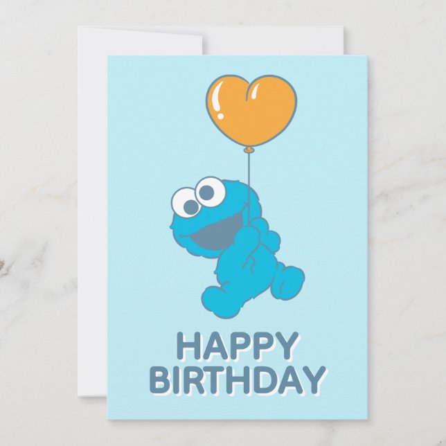 Cookie Monster Heart Balloon Karte (Vorderseite)